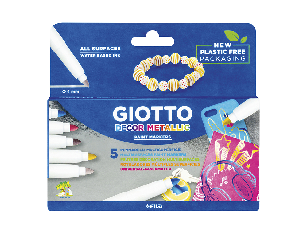 MARCADOR GIOTTO DECOR METAL CAIXA DE 5 MARCADORES