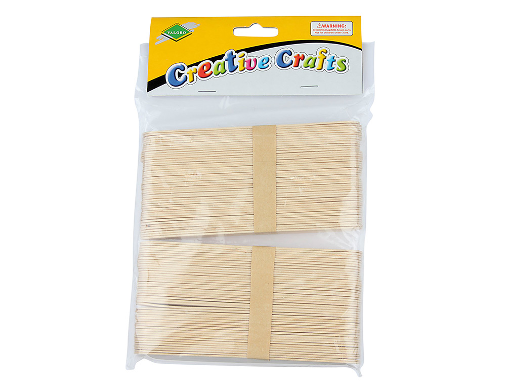 PALITOS PARA MANUALIDADES MADEIRA COR NATURAL 15 X 2 CM BLISTER DE 100 UNIDADES