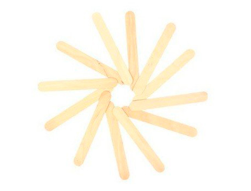 PALITOS PARA MANUALIDADES MADEIRA COR NATURAL 15 X 2 CM BLISTER DE 100 UNIDADES