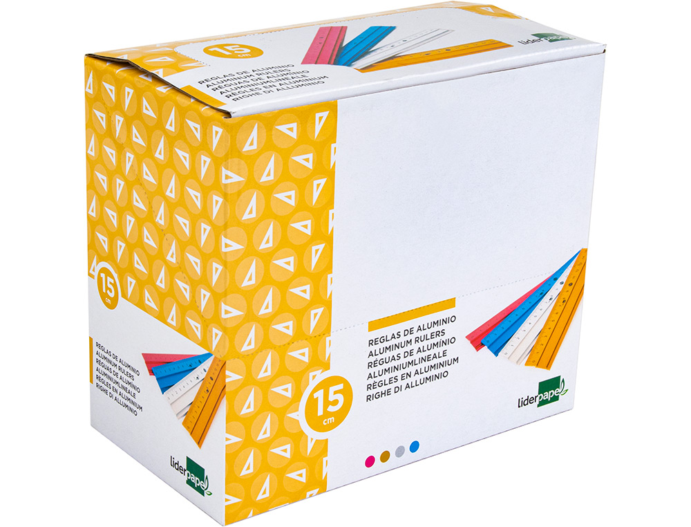 REGUA LIDERPAPEL 15 CM ALUMINIO CORES SORTIDAS