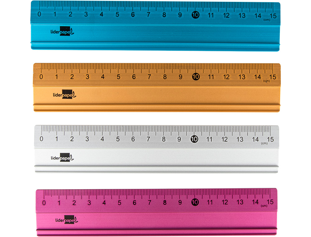 REGUA LIDERPAPEL 15 CM ALUMINIO CORES SORTIDAS