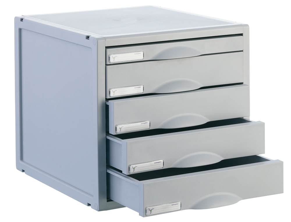 BLOCO CLASSIFICADOR DE SECRETARIA ARCHISYSTEM 5 GAVETAS COR CINZA 4 DE 52MM E 1 DE 22MM 356X316X303 MM