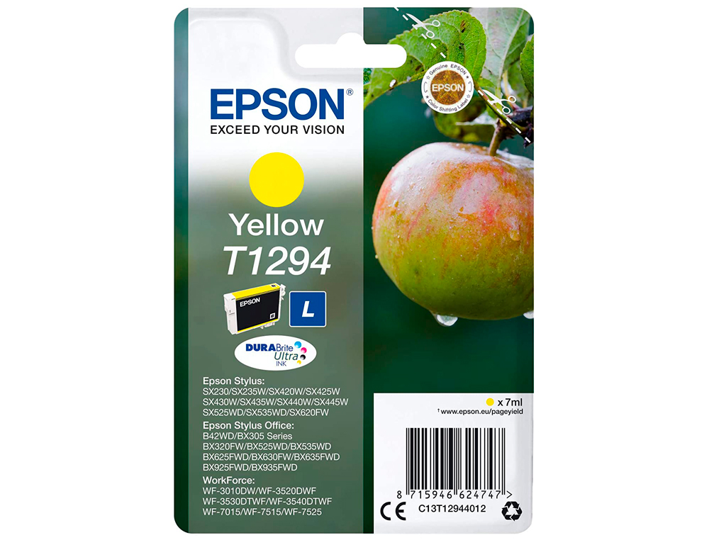 TINTEIRO EPSON STYLUS T1294 AMARELO SX420W / 425W / OFFICE BX305F / BX320F ALTA CAPACIDADE