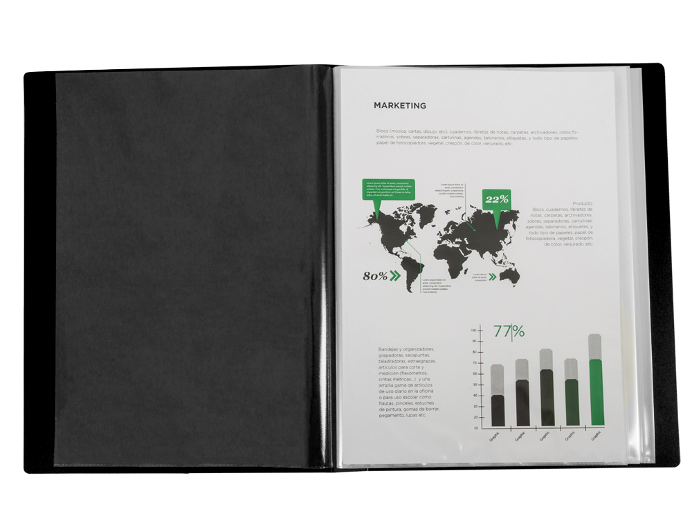CAPA CATALOGO LIDERPAPEL 80 BOLSAS DIN A4 PRETA