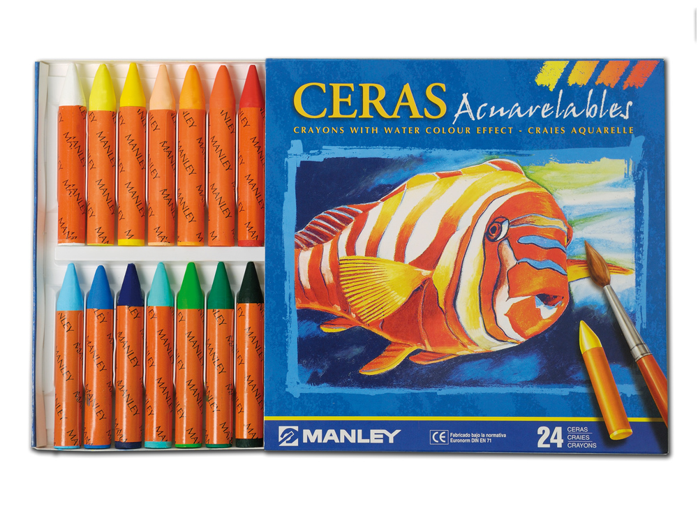 LAPIS DE CERA MANLEY AQUARELÁVEIS C/24 SORTIDOS