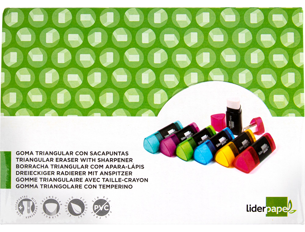 BORRACHA LIDERPAPEL TRIANGULAR COM APARA LAPIS