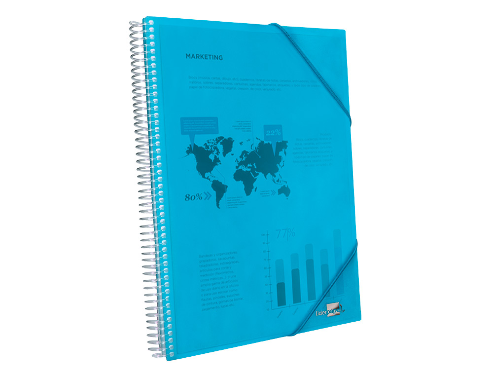 CAPA CATALOGO LIDERPAPEL COM ESPIRAL 30 BOLSAS POLIPROPILENO DIN A4 AZUL