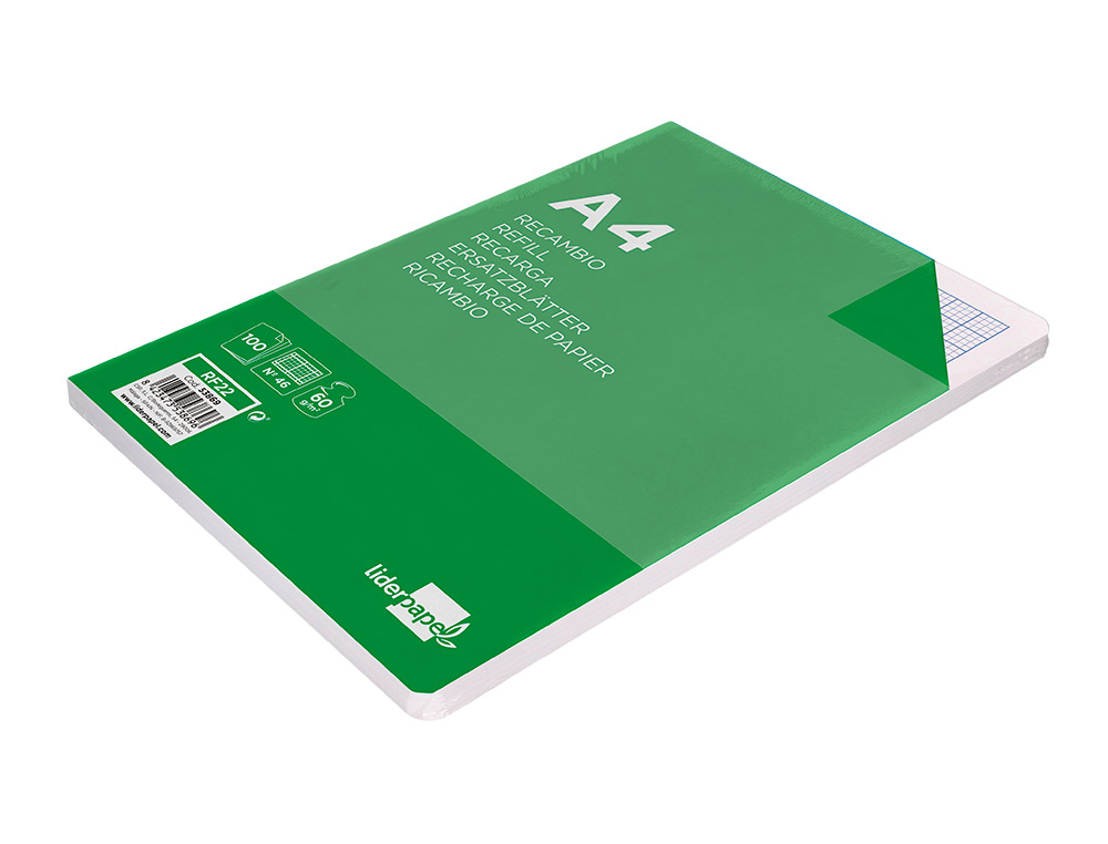 RECAMBIO LIDERPAPEL FOLIO 100 H. RAYADO Nº 46 4 TALADROS 60 GR.