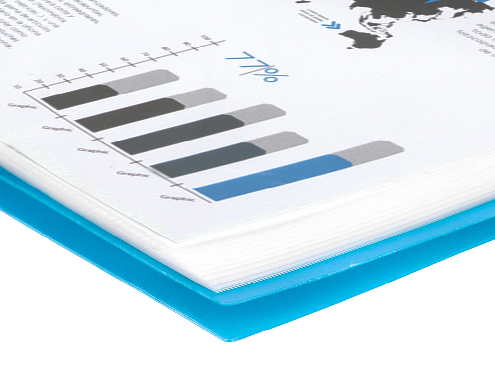 CAPA CATALOGO LIDERPAPEL COM ESPIRAL 80 BOLSAS POLIPROPILENO DIN A4 AZUL
