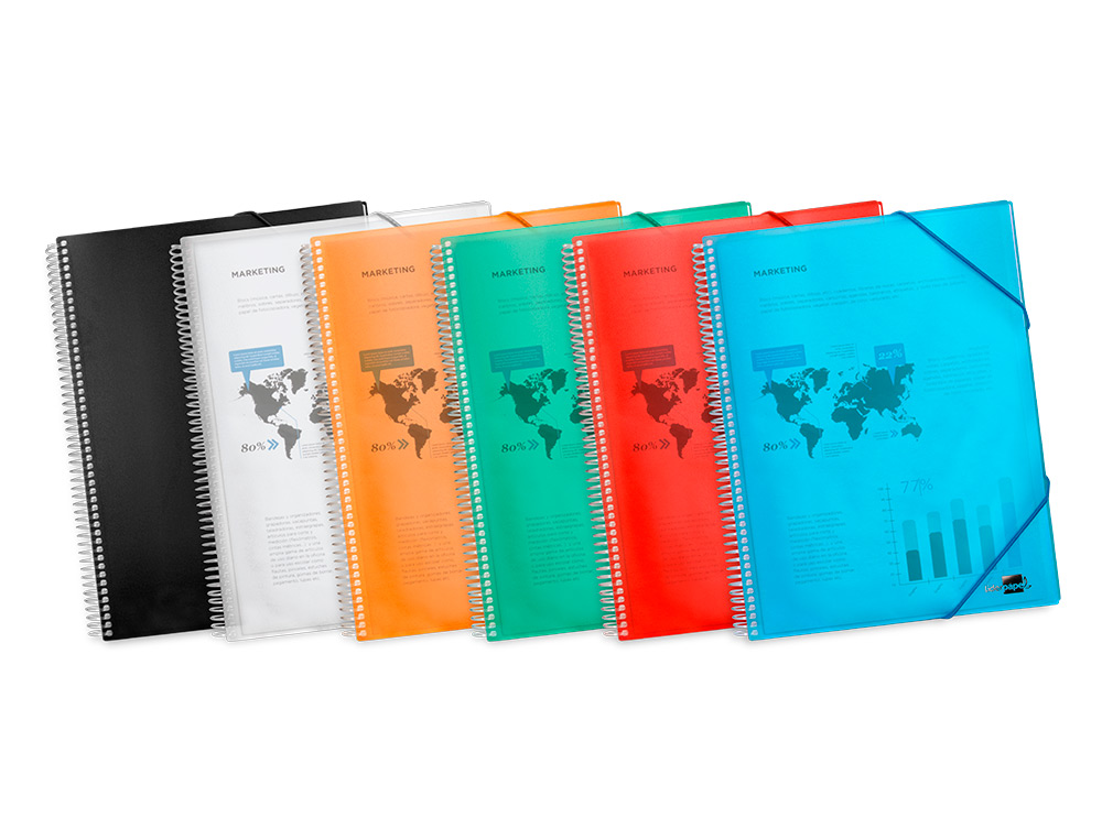 CAPA CATALOGO LIDERPAPEL COM ESPIRAL 80 BOLSAS POLIPROPILENO DIN A4 AZUL