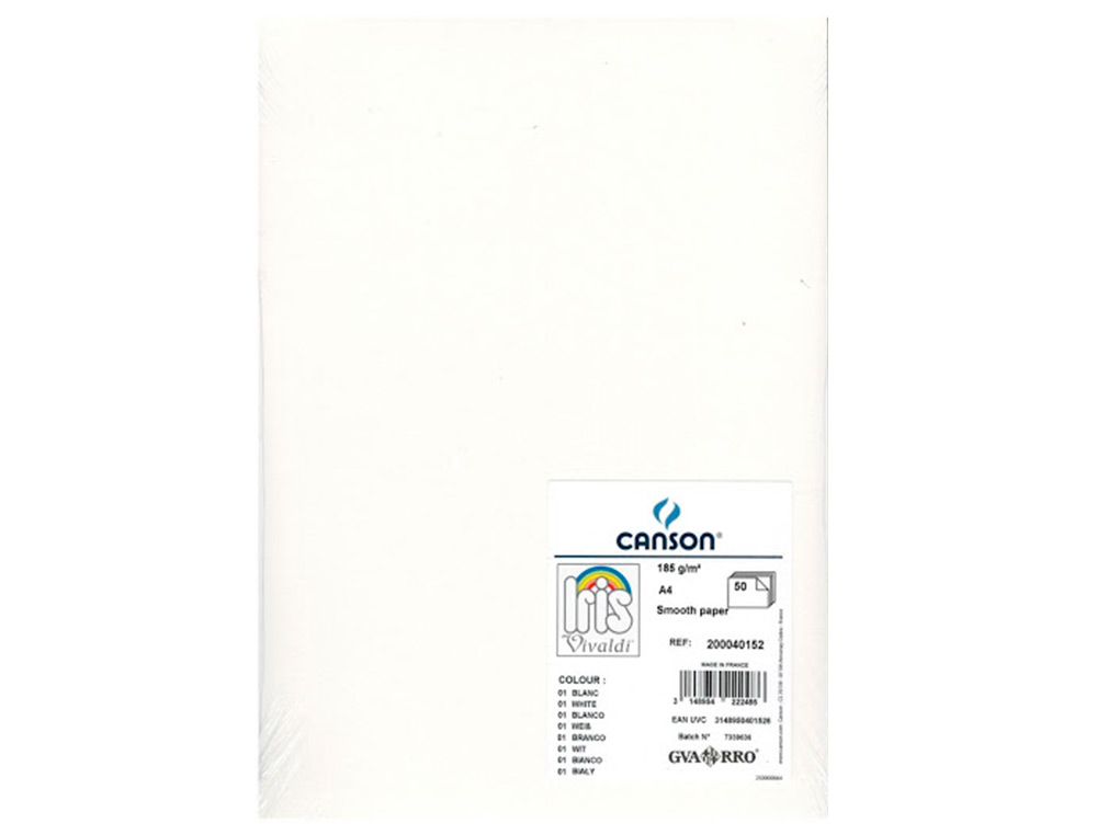 CARTOLINA GUARRO DIN A4 BRANCO 185 GR PACK DE 50 FOLHAS