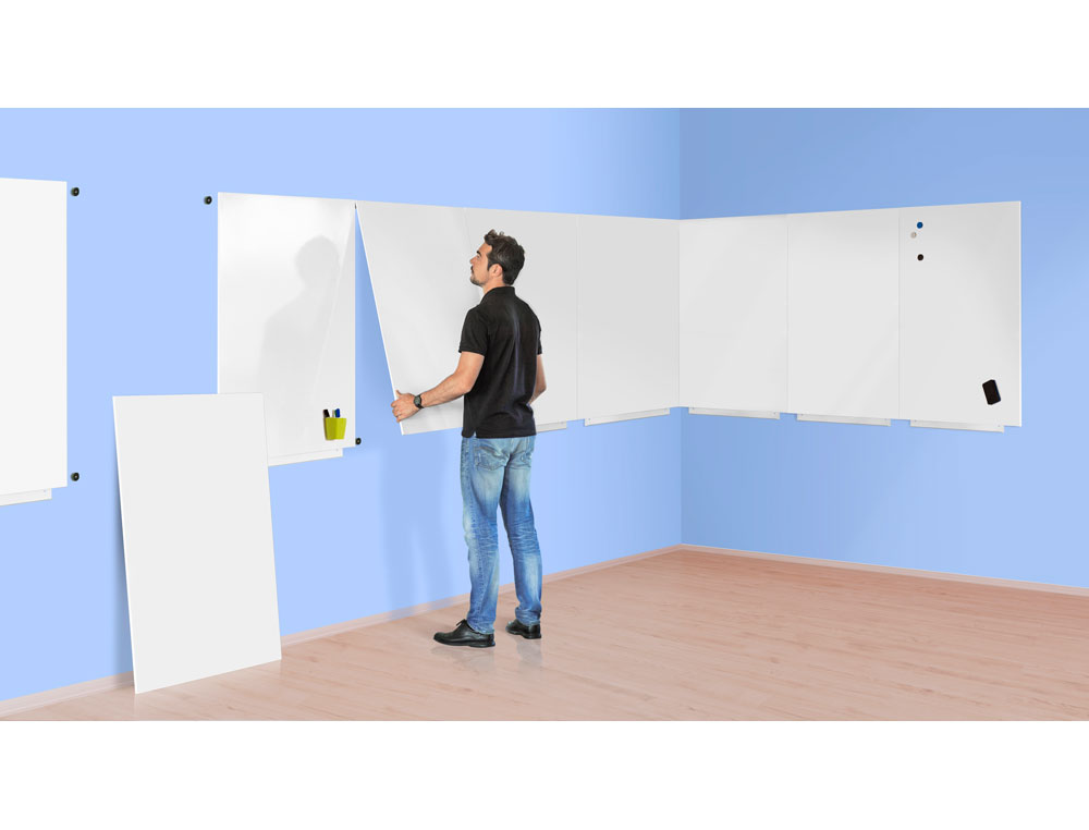 QUADRO BRANCO ROCADA COM SISTEMA SKI WHITEBOARD 100X150 CM