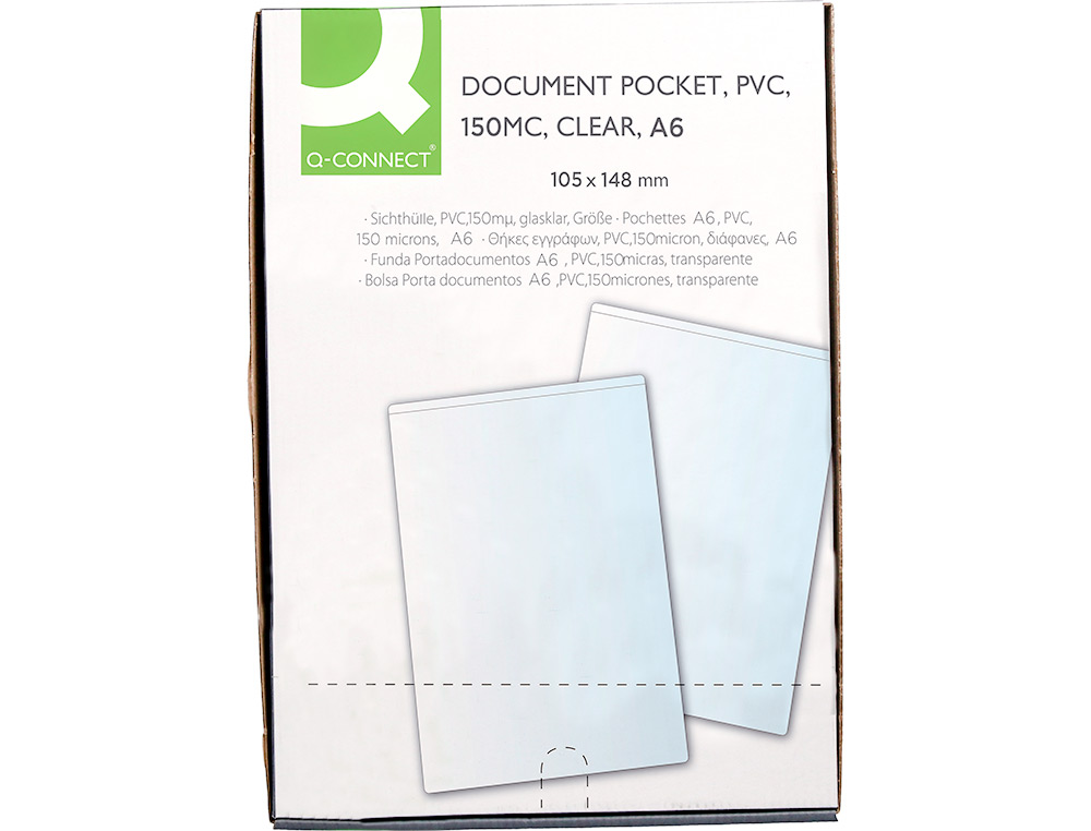 BOLSA CATALOGO Q-CONNECT DIN A6 150 MICRONS PVC TRANSPARENTE 105X 148 MM