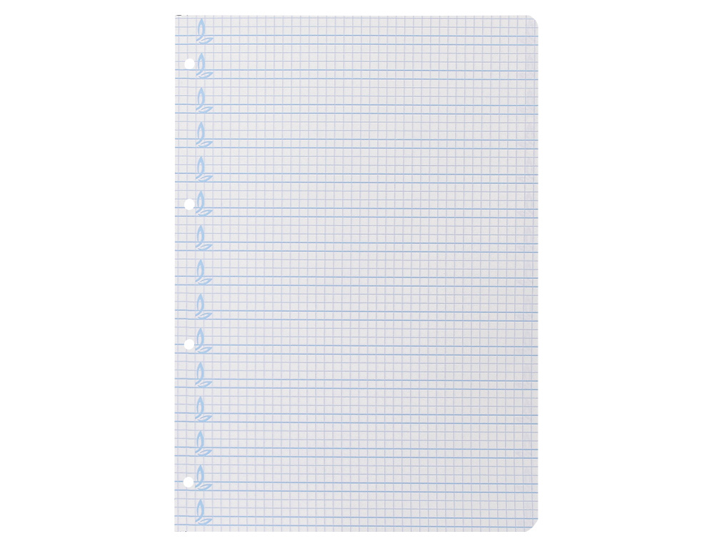 RECAMBIO LIDERPAPEL FOLIO 100 H 4 TALADROS 70 GR CUADRICULADO PAUTADO 5 MM CON MARGEN