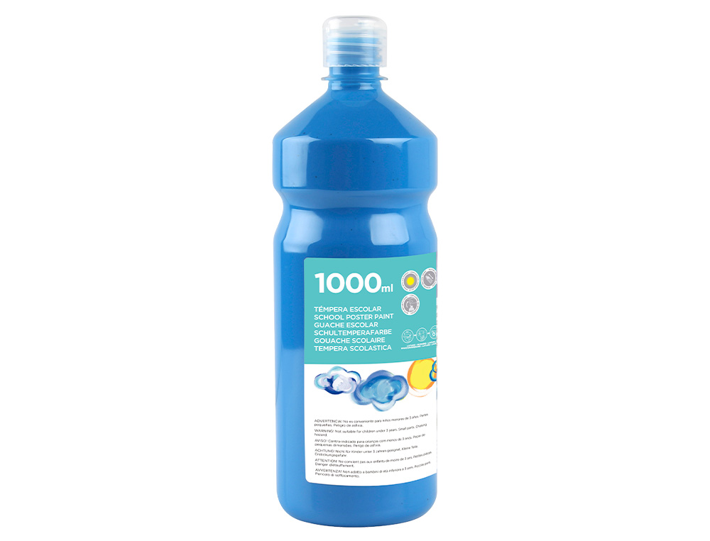 GUACHE ESCOLAR LIDERPAPEL 1000 ML AZUL CIAN