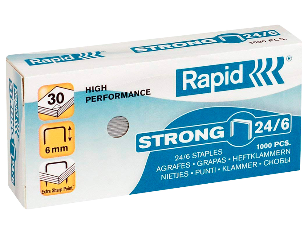 AGRAFES RAPID N 24/6 GALVANIZADOS STRONG CAIXA DE 1000 AGRAFES