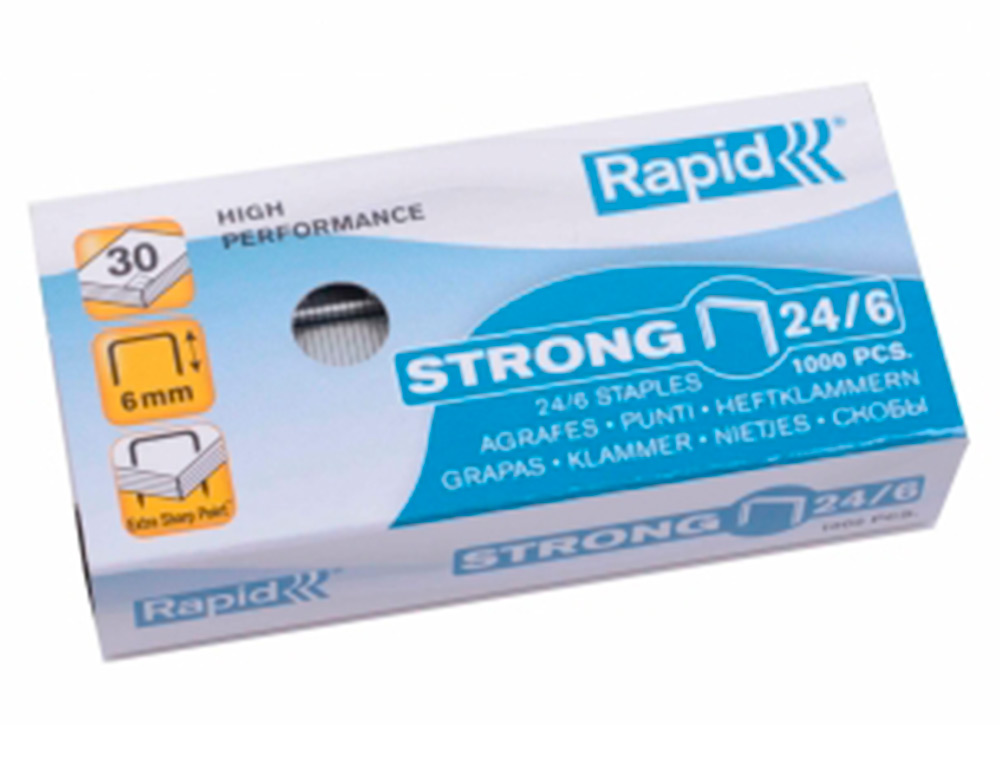 AGRAFES RAPID N 24/6 GALVANIZADOS STRONG CAIXA DE 1000 AGRAFES