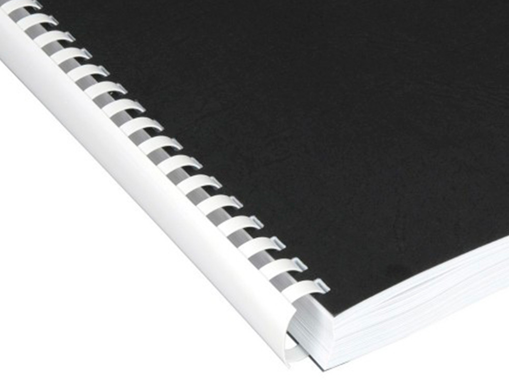 ESPIRAL Q-CONNECT REDONDA 14 MM PLASTICO BRANCO CAPACIDADE 130 FOLHAS CAIXA DE 100 UNIDADES