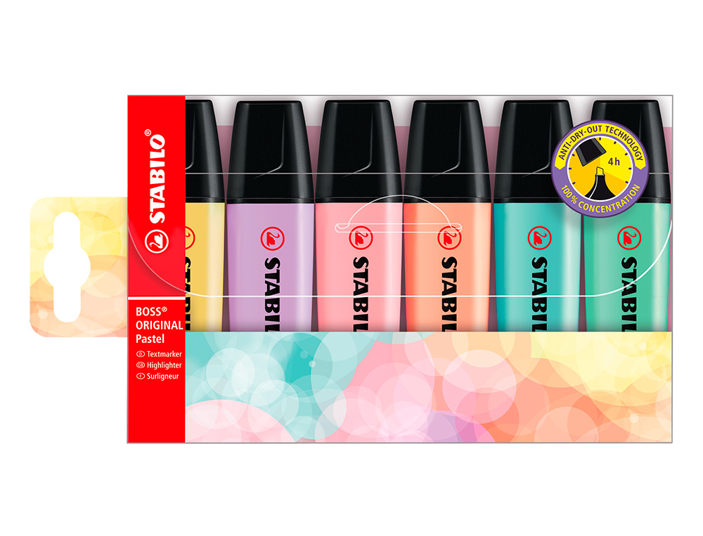 MARCADOR FLUORESCENTE STABILO BOSS 70 PASTEL ESTOJO DE 6 UNIDADES SORTIDAS