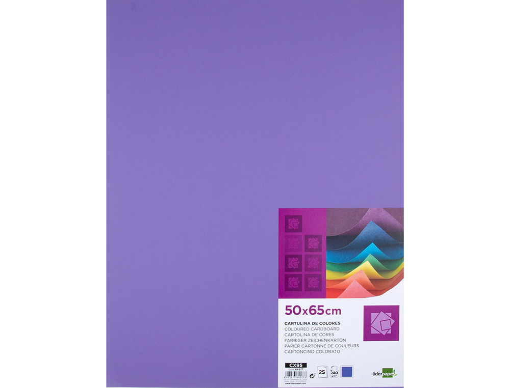 CARTOLINA LIDERPAPEL 50X65 CM 240 GR PURPURA PACK DE 25 UNIDADES