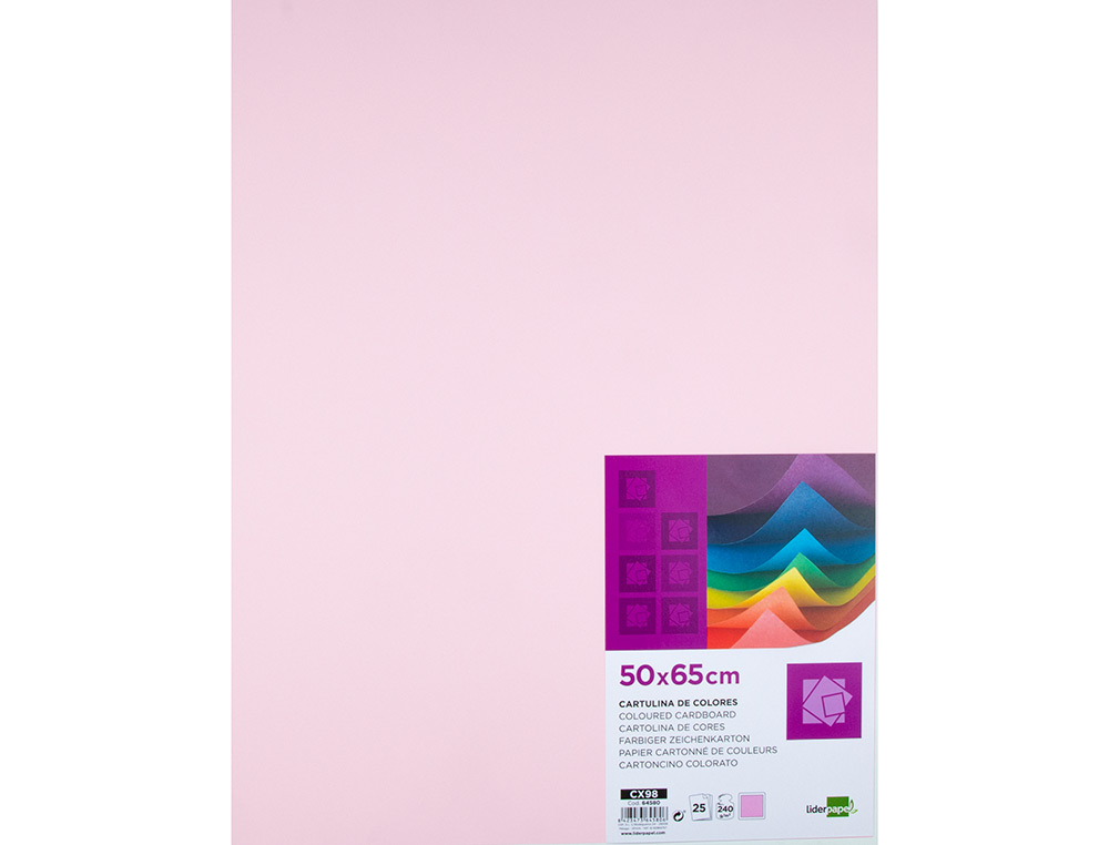 CARTOLINA LIDERPAPEL 50X65 CM 240 GR ROSA PACK DE 25 UNIDADES