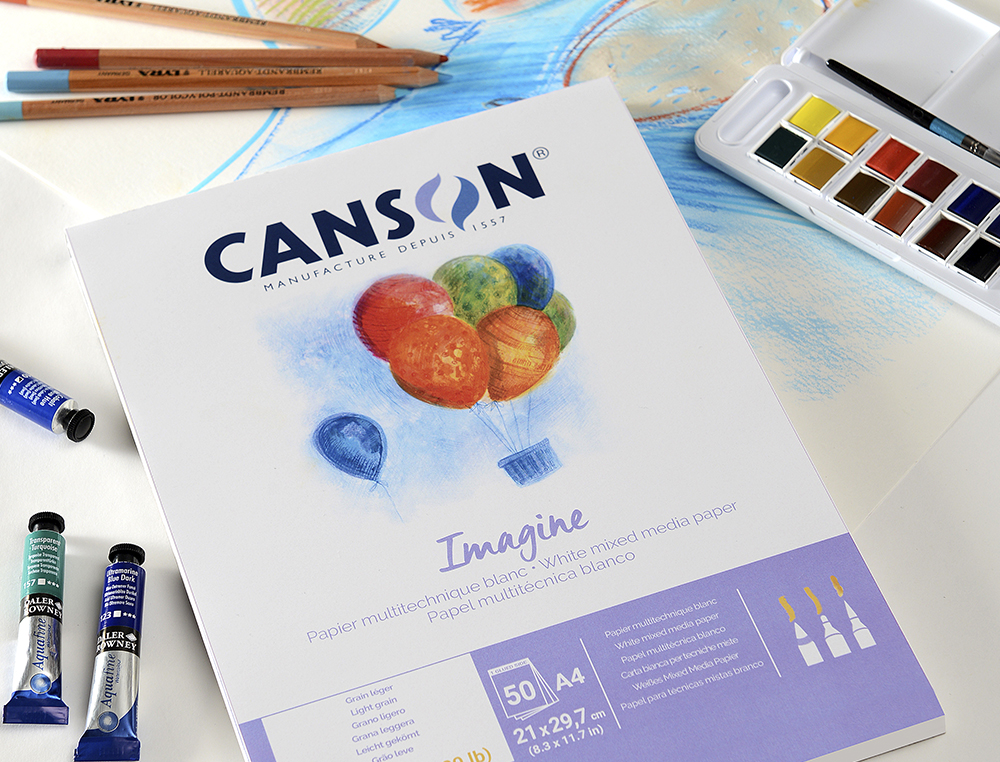 BLOCO DE DESENHO MULTITECNICAS CANSON IMAGINE DIN A4 COLADO LISO 21X29,7 CM 50 FOLHAS 200 GR