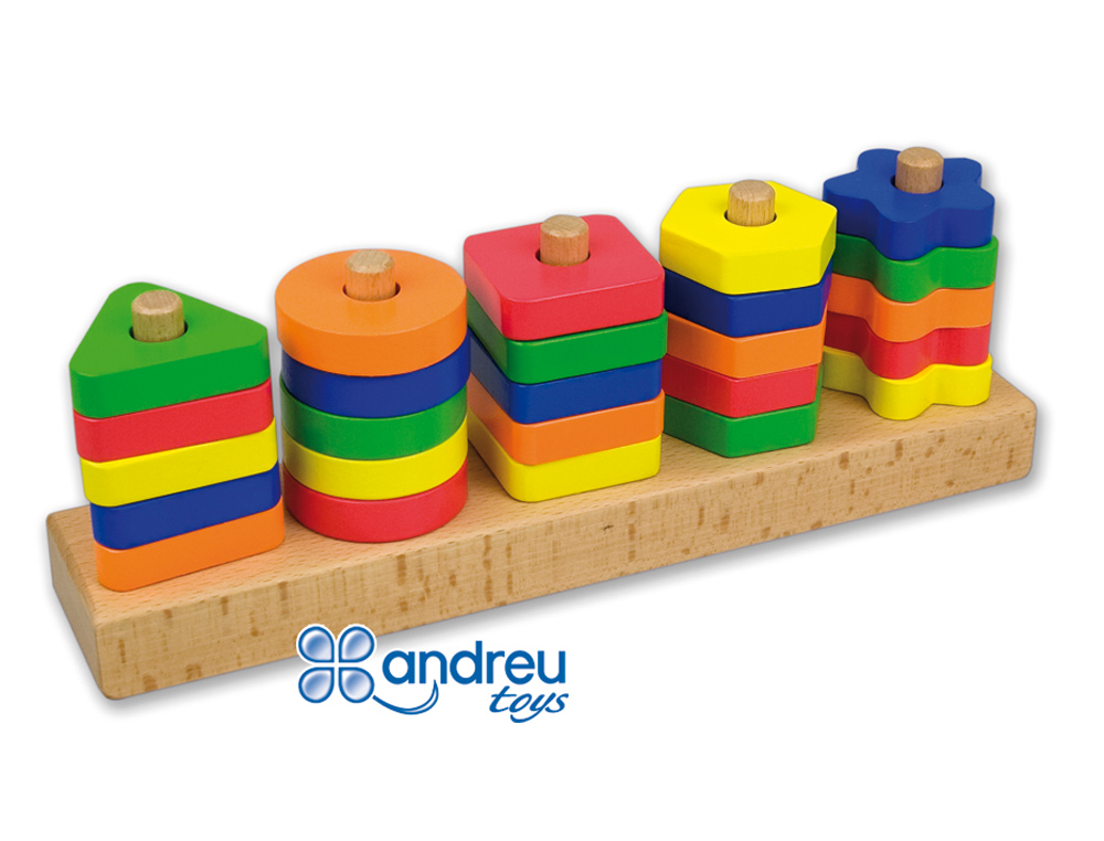 JOGO ANDREUTOYS MANIPULACAO 25 PECAS GEOMETRICAS + 12 MODELOS DUPLA FACE 32,8X19,2X7,1 CM