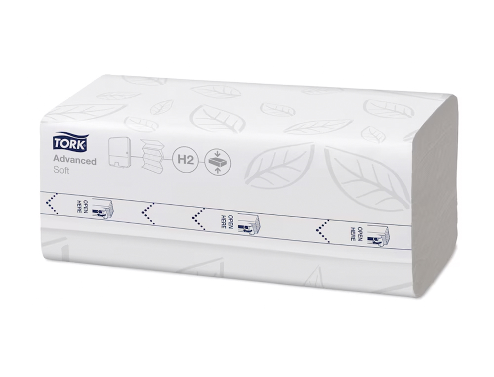 TOALHETES DE PAPEL 2 FOLHAS 21X32 CM PACK DE 200 UNIDADES PARA DISPENSADOR H2