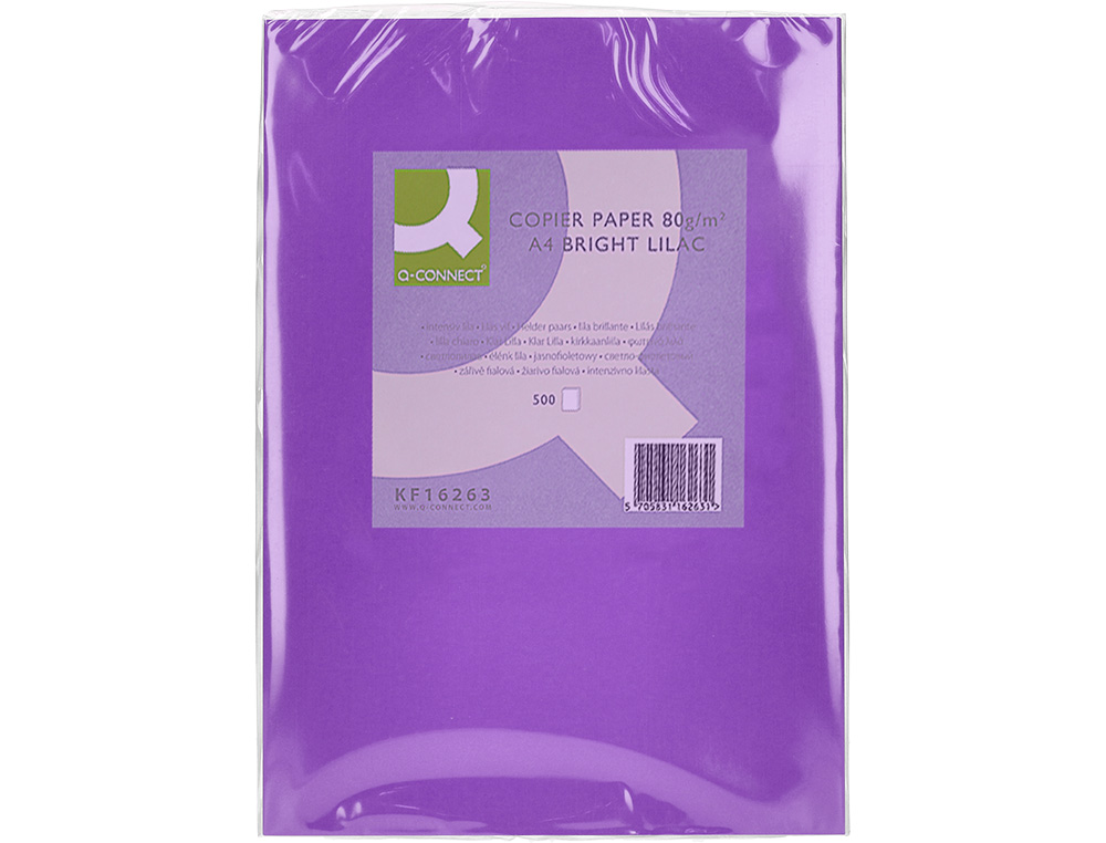 PAPEL DE COR Q-CONNECT DIN A4 80 GR LILAS EMBALAGEM DE 500 FOLHAS