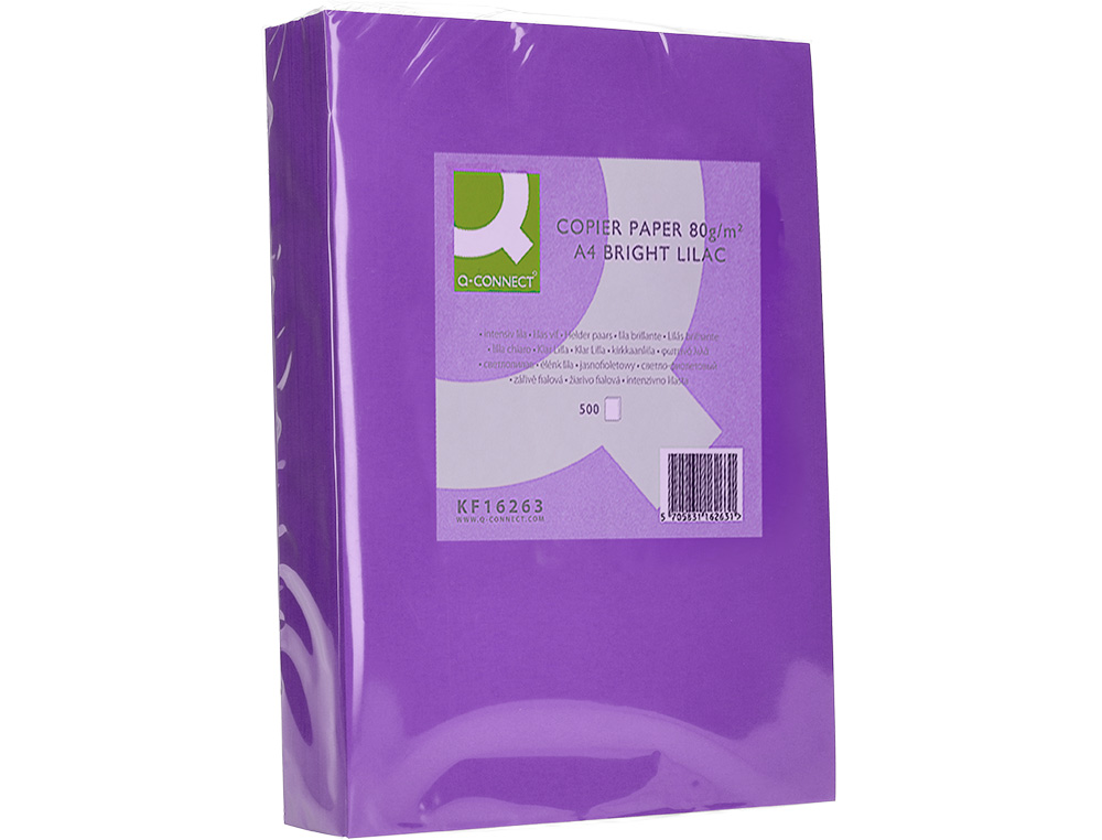 PAPEL DE COR Q-CONNECT DIN A4 80 GR LILAS EMBALAGEM DE 500 FOLHAS
