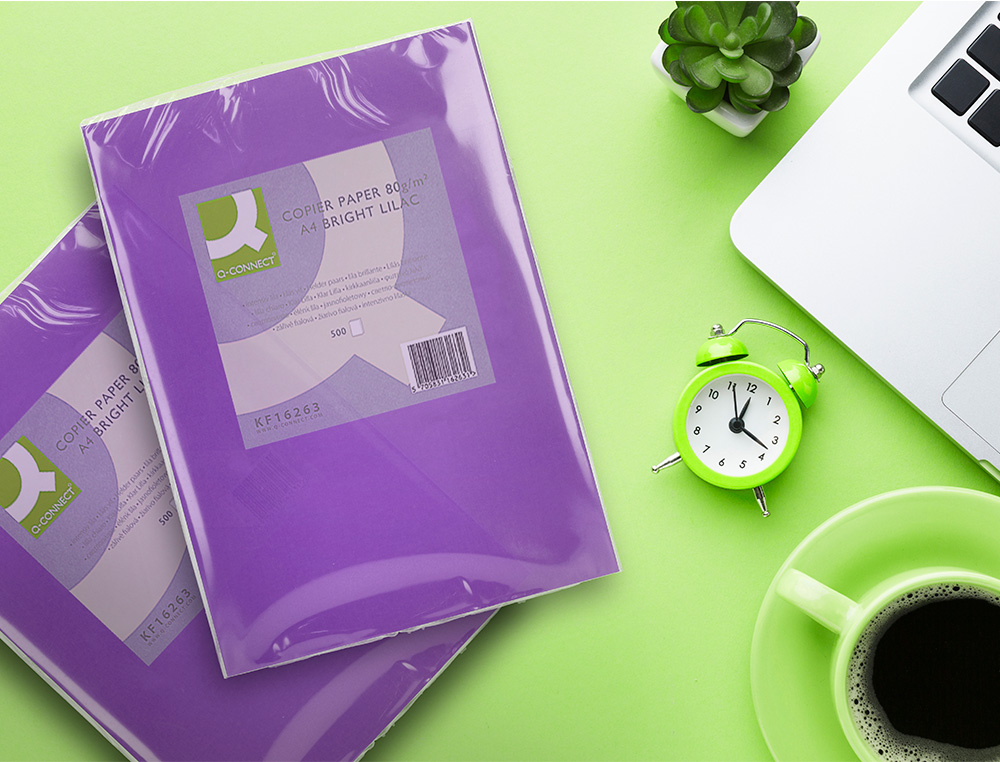 PAPEL DE COR Q-CONNECT DIN A4 80 GR LILAS EMBALAGEM DE 500 FOLHAS