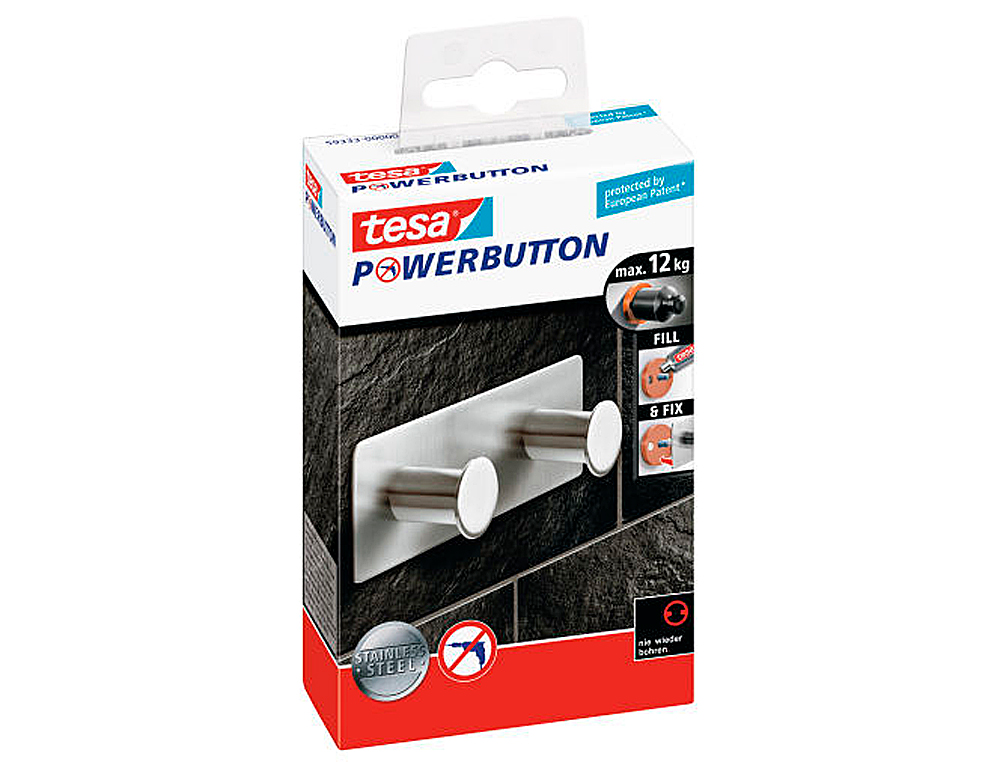 CABIDE ADESIVO TESA POWERBOTON DUPLA CARGA MAXIMA 12 KG 40X82X122 MM