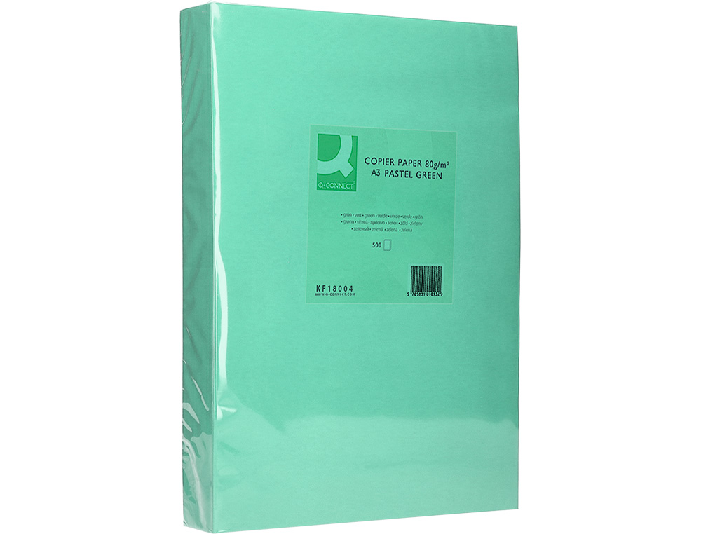 PAPEL DE COR Q-CONNECT DIN A3 80 GR VERDE EMBALAGEM DE 500 FOLHAS