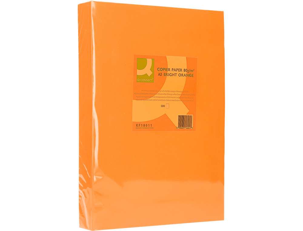 PAPEL DE COR Q-CONNECT DIN A3 80 GR LARANJA INTENSO EMBALAGEM DE 500 FOLHAS