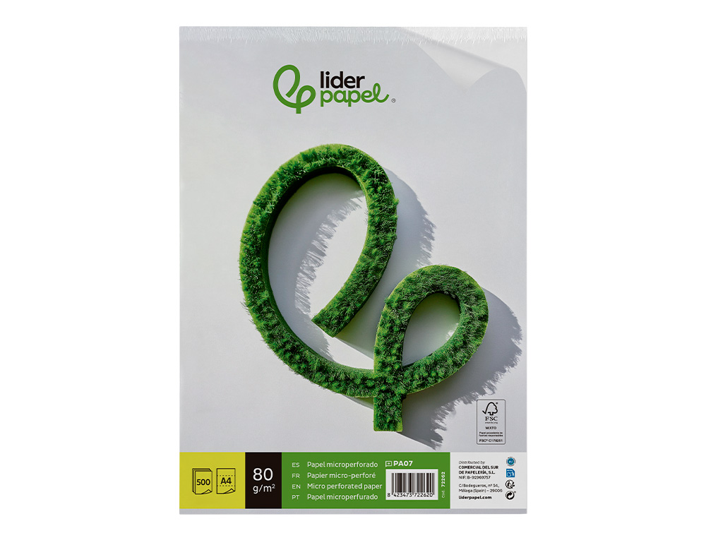 PAPEL LIDERPAPEL DIN A4 80 GR BRANCO MICROPERFURADO EM TRES PARTES IGUAIS EMBALAGEM DE 500 FOLHAS