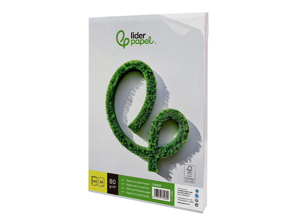 PAPEL LIDERPAPEL DIN A4 80 GR BRANCO MICROPERFURADO EM TRES PARTES IGUAIS EMBALAGEM DE 500 FOLHAS
