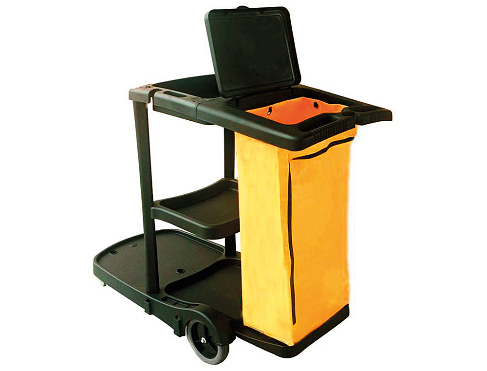 CARRO DE LIMPEZA Q-CONNECT DE POLIPROPILENO COM RODAS 58X24X96 CMS