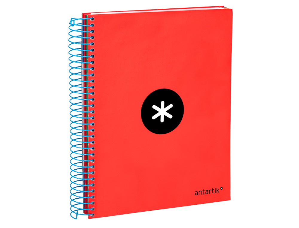 CADERNO ESPIRAL DIN A5 ANTARTIK CAPA FORRADA 120 F 100 GR QUADRICULA 5 MM 5 BANDAS DE CORES COR VERMELHO