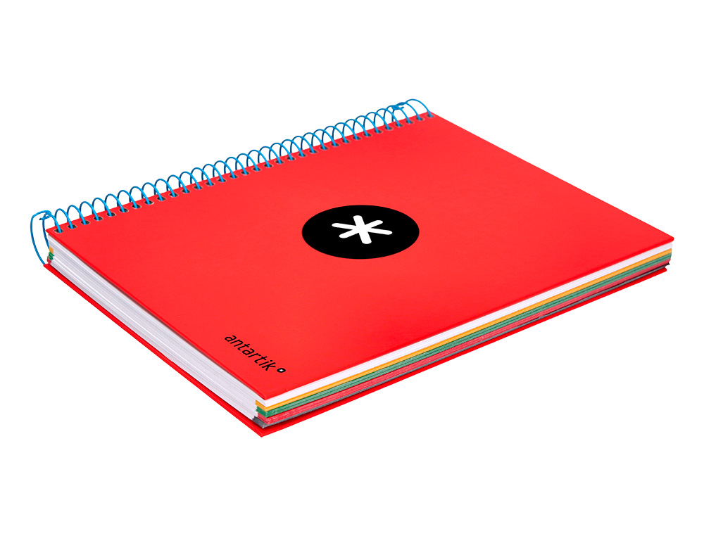 CADERNO ESPIRAL DIN A5 ANTARTIK CAPA FORRADA 120 F 100 GR QUADRICULA 5 MM 5 BANDAS DE CORES COR VERMELHO