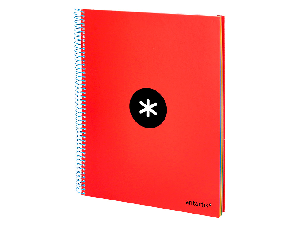 CADERNO ESPIRAL DIN A4 ANTARTIK CAPA FORRADA 120 F 100 GR LISO COM BANDAS DE CORES 4 FUROS COR VERMELHO