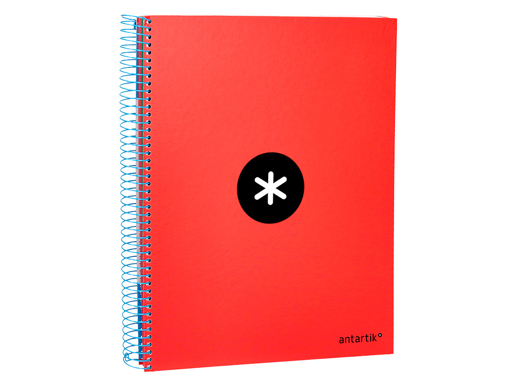 CADERNO ESPIRAL DIN A4 ANTARTIK CAPA FORRADA 120 F 100 GR LISO COM BANDAS DE CORES 4 FUROS COR VERMELHO