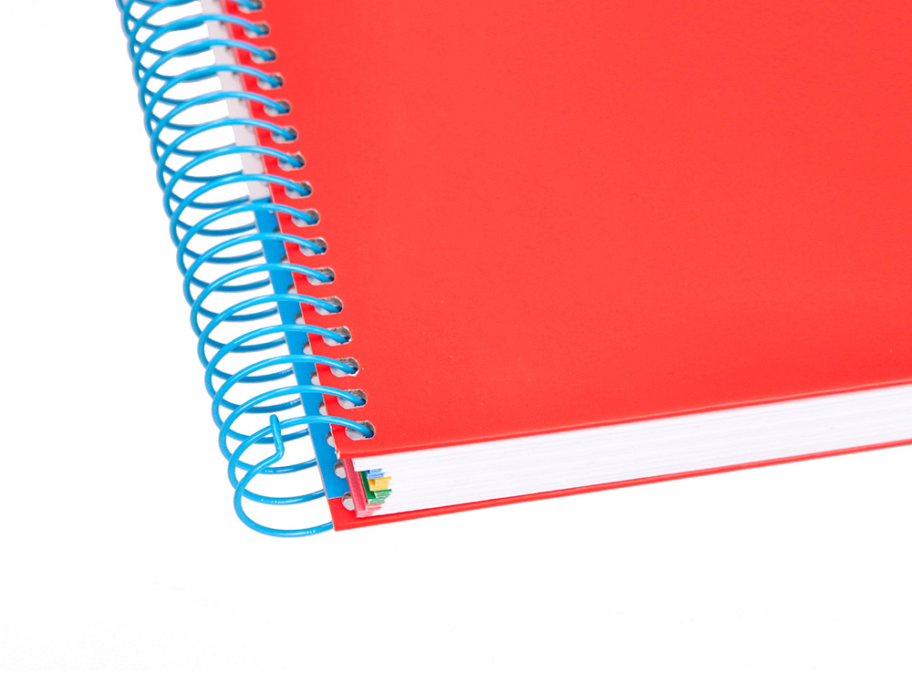 CADERNO ESPIRAL DIN A4 ANTARTIK CAPA FORRADA 120 F 100 GR LISO COM BANDAS DE CORES 4 FUROS COR VERMELHO