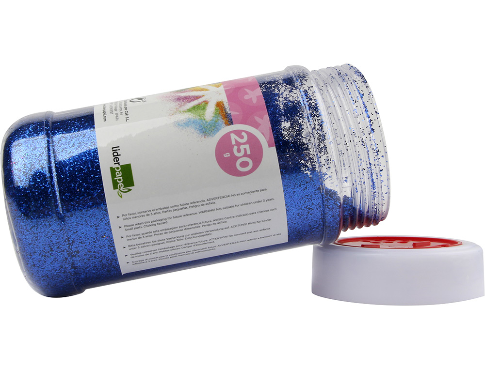 PURPURINA LIDERPAPEL FANTASIA COR AZUL METALIZADO FRASCO DE 250 GR