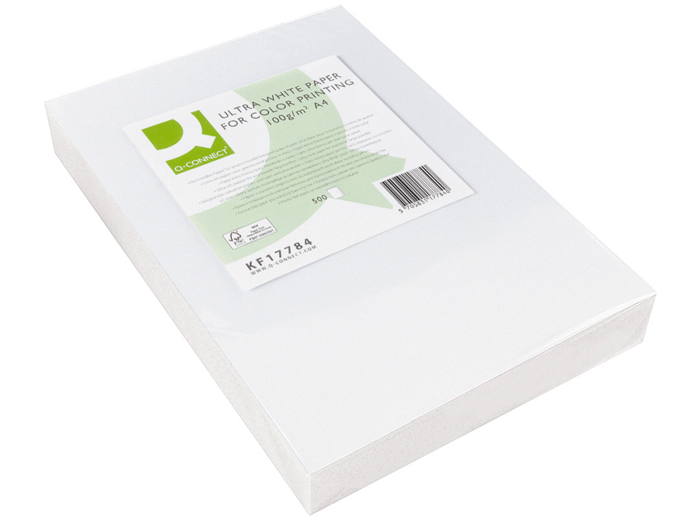 PAPEL FOTOCOPIA ULTRA WHITE Q-CONNECT DIN A4 100 GR EMBALAGEM DE 500 FOLHAS