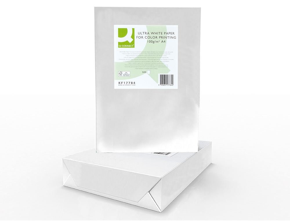 PAPEL FOTOCOPIA ULTRA WHITE Q-CONNECT DIN A4 100 GR EMBALAGEM DE 500 FOLHAS