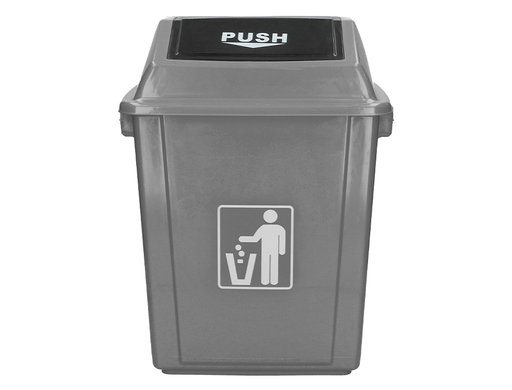 CONTENTOR DE LIXO INDUSTRIAL Q-CONNECT COM TAMPA DE EMPURRAR 58 L 470X330X760 MM