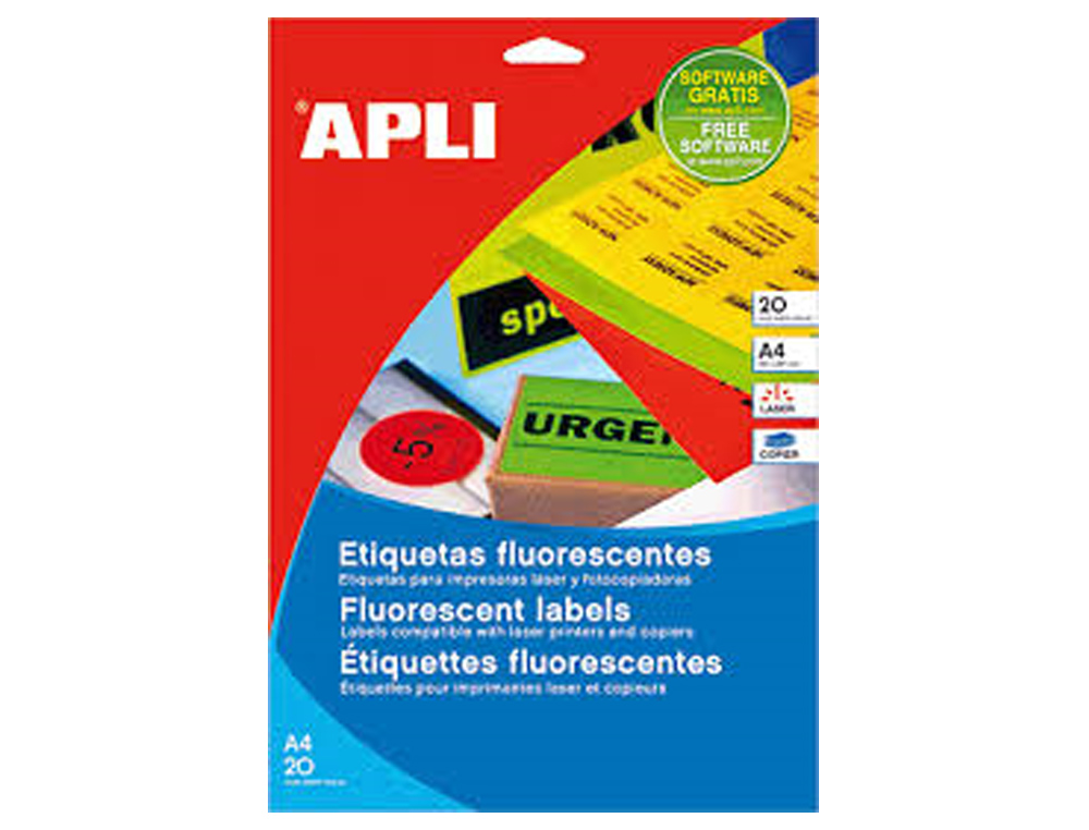 ETIQUETA ADESIVA APLI 02879 210X297 MM PARA FOTOCOPIADORA LASER CAIXA COM 20 FOLHAS DIN A4 LARANJA