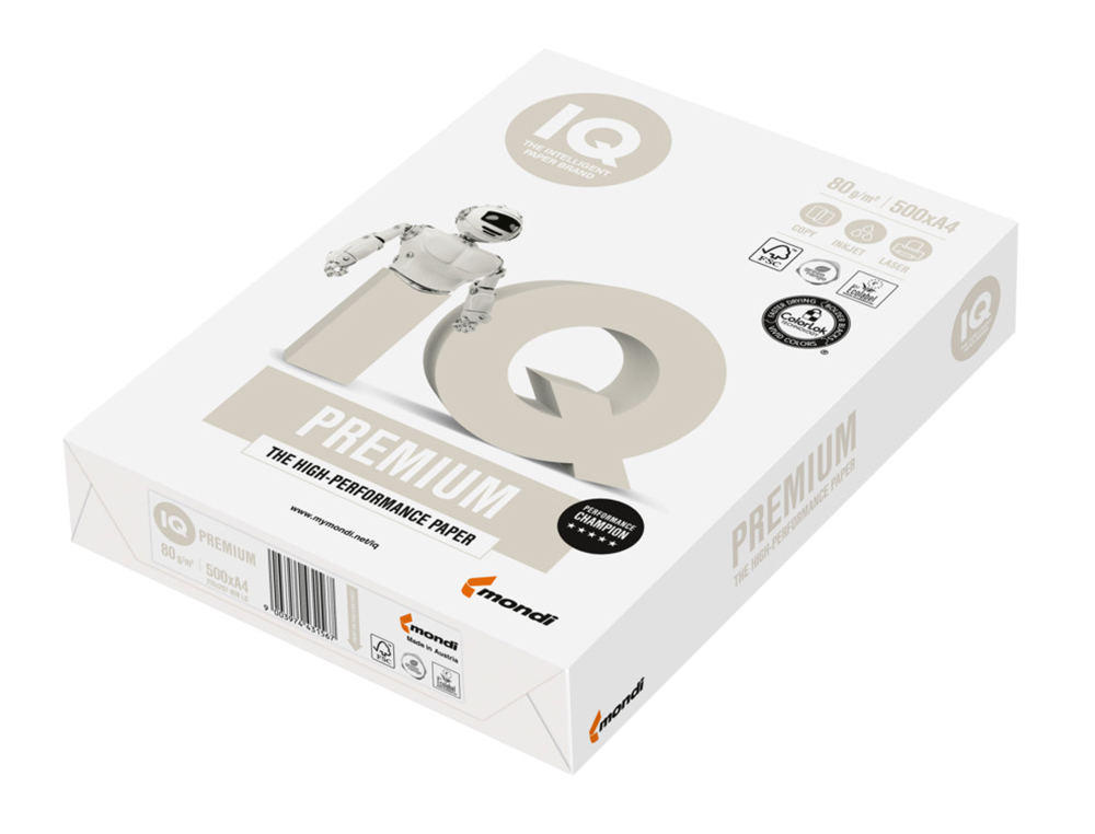 PAPEL FOTOCOPIA IQ PREMIUM DIN A4 80 GR EMBALAGEM DE 500 FOLHAS