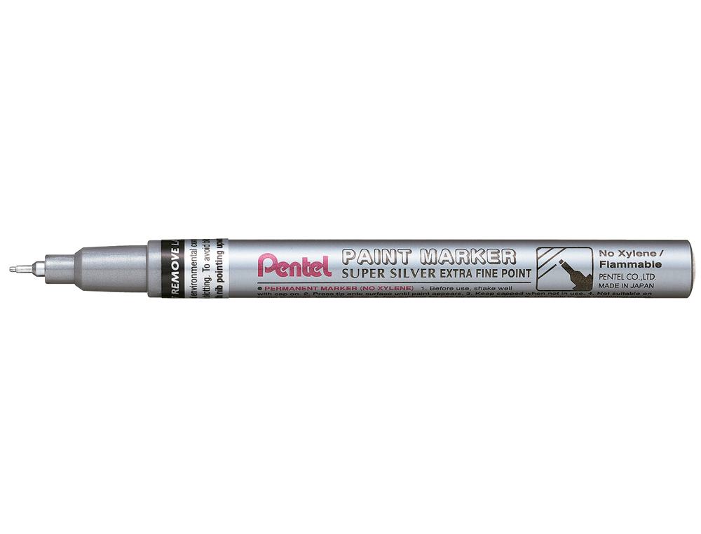 MARCADOR PENTEL PERMANENTE MFP10-Z PRATEADO PARA PINTURAS DECORATIVAS. PONTA EXTRA FINA