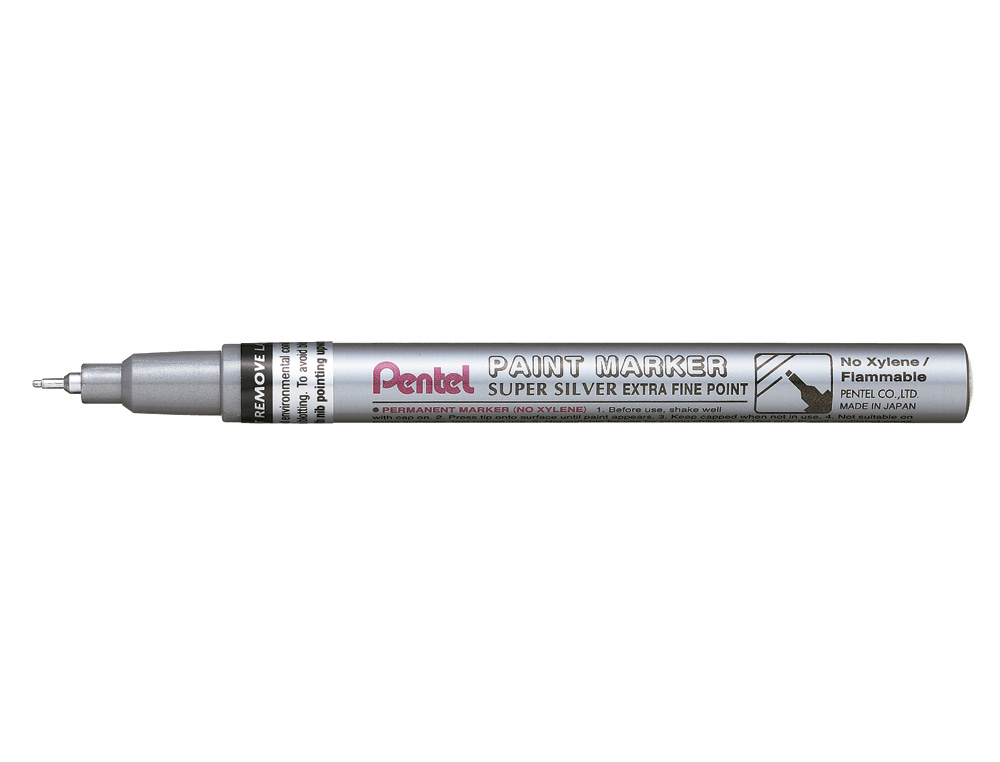 MARCADOR PENTEL PERMANENTE MFP10-Z PRATEADO PARA PINTURAS DECORATIVAS. PONTA EXTRA FINA